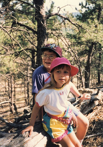 Will (9) and Christina (4) exploring the Black Hills near our house, 1994.