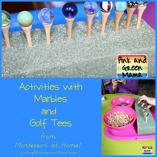 Activities with Marbles and Golf Tees from Montessori at Home!
