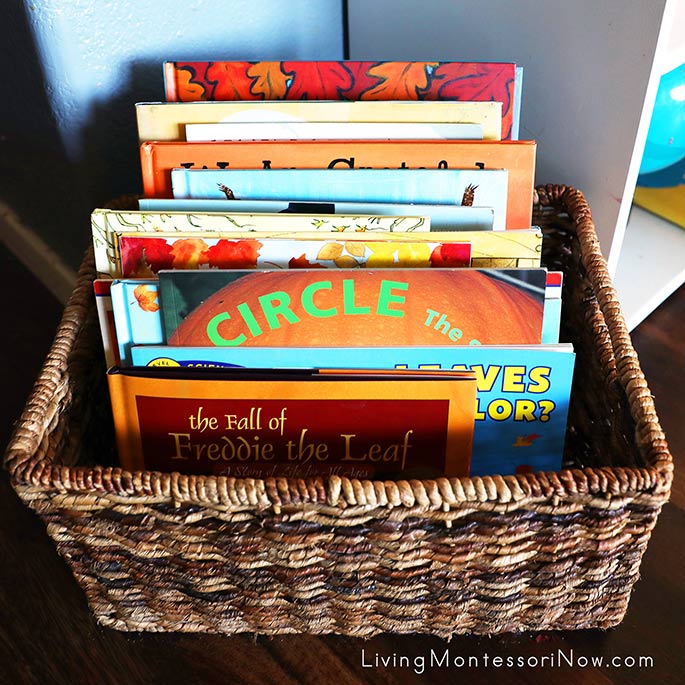Book Basket with Fall Books