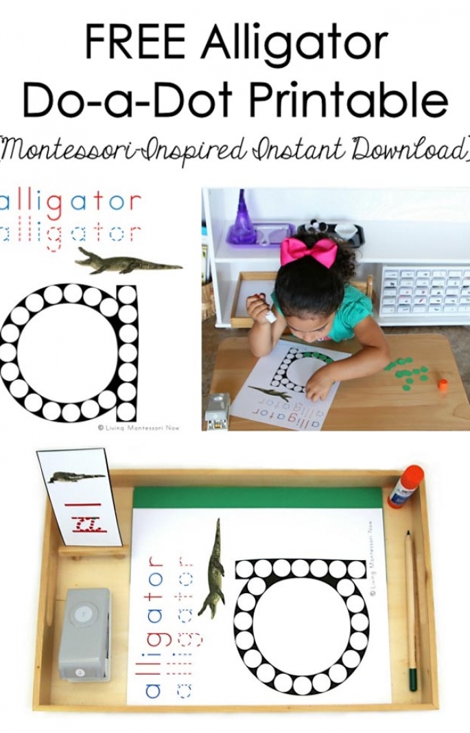 FREE Alligator Do-a-Dot Printable (Montessori-Inspired instant Download)