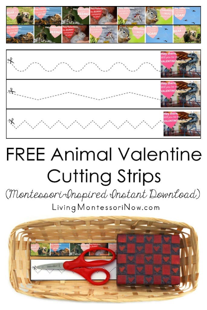 FREE Animal Valentine Cutting Strips (Montessori-Inspired Instant Download)