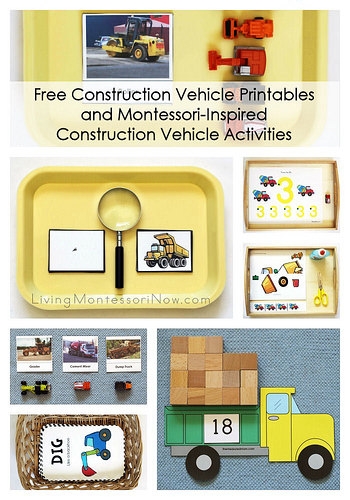 Free Construction Vehicle Printables and Montessori-Inspired Construction Vehicle Activities