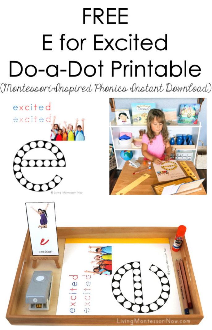 FREE E for Excited Do-a-Dot Printable (Montessori-Inspired Phonics Instant Download)
