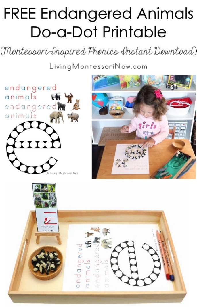 Free Endangered Animals Do-a-Dot Printable (Montessori-Inspired Phonics Instant Download)