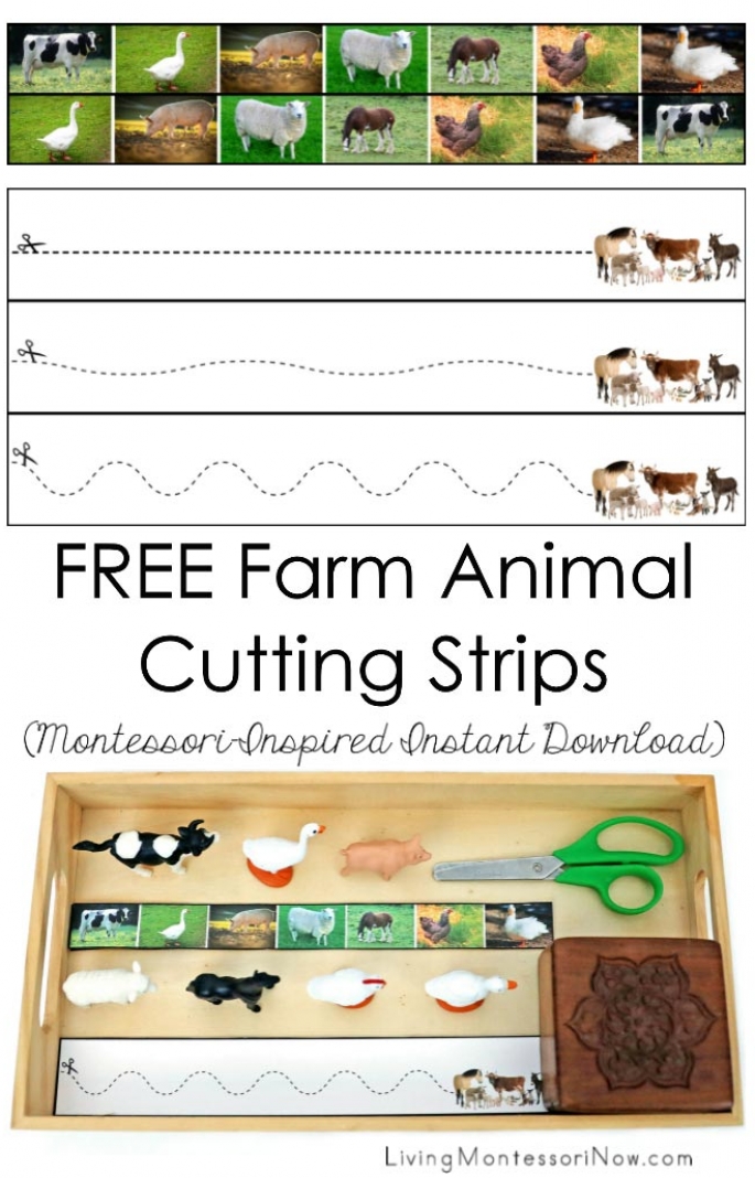 FREE Farm Animal Cutting Strips (Montessori-Inspired Instant Download)