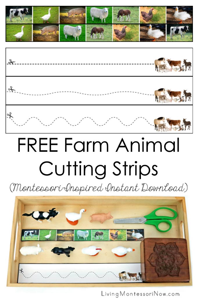 FREE Farm Animal Cutting Strips (Montessori-Inspired Instant Download)