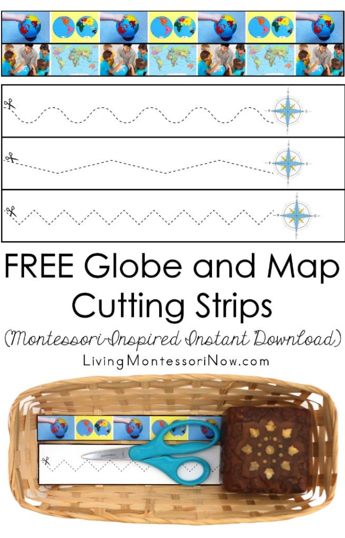 FREE Globe and Map Cutting Strips (Montessori-Inspired Instant Download)