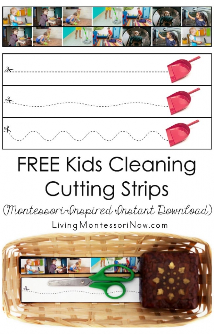 FREE Kids Cleaning Cutting Strips (Montessori-Inspired Instant Download)
