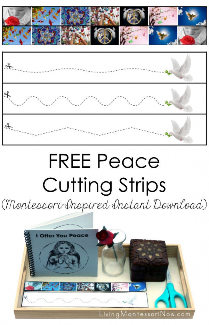 FREE Peace Cutting Strips (Montessori-Inspired Instant Download)