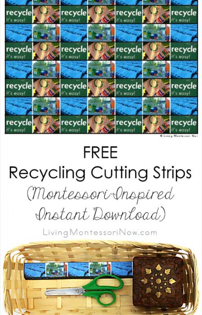 Free Recycling Cutting Strips (Montessori-Inspired Instant Download)