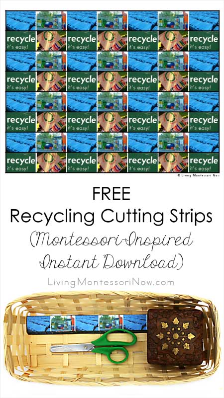 Free Recycling Cutting Strips (Montessori-Inspired Instant Download)