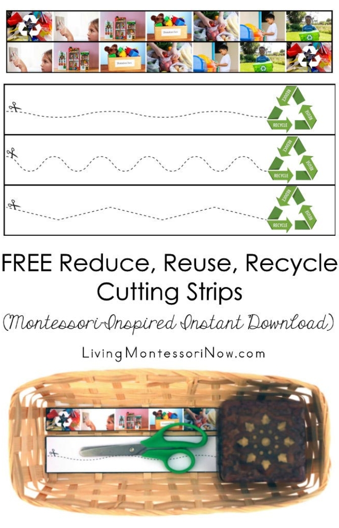FREE Reduce, Reuse, Recycle Cutting Strips (Montessori-Inspired Instant Download)