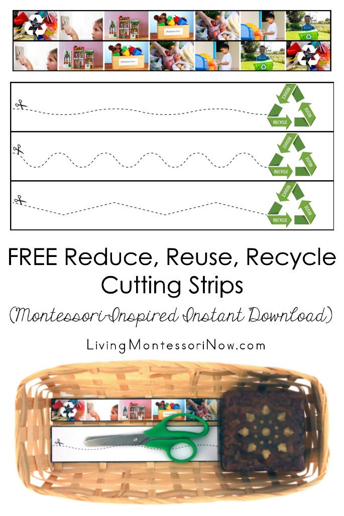 FREE Reduce, Reuse, Recycle Cutting Strips (Montessori-Inspired Instant Download)