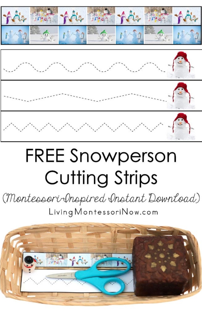 FREE Snowperson Cutting Strips (Montessori-Inspired Instant Download)
