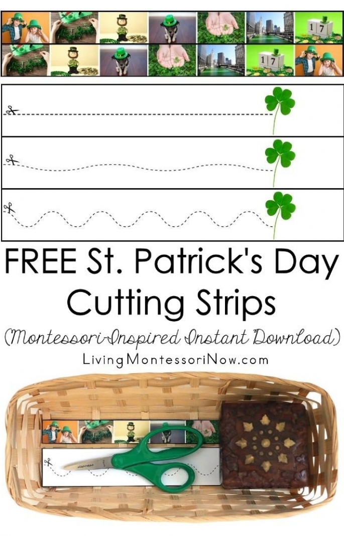 FREE St. Patrick's Day Cutting Strips (Montessori-Inspired Instant Download)