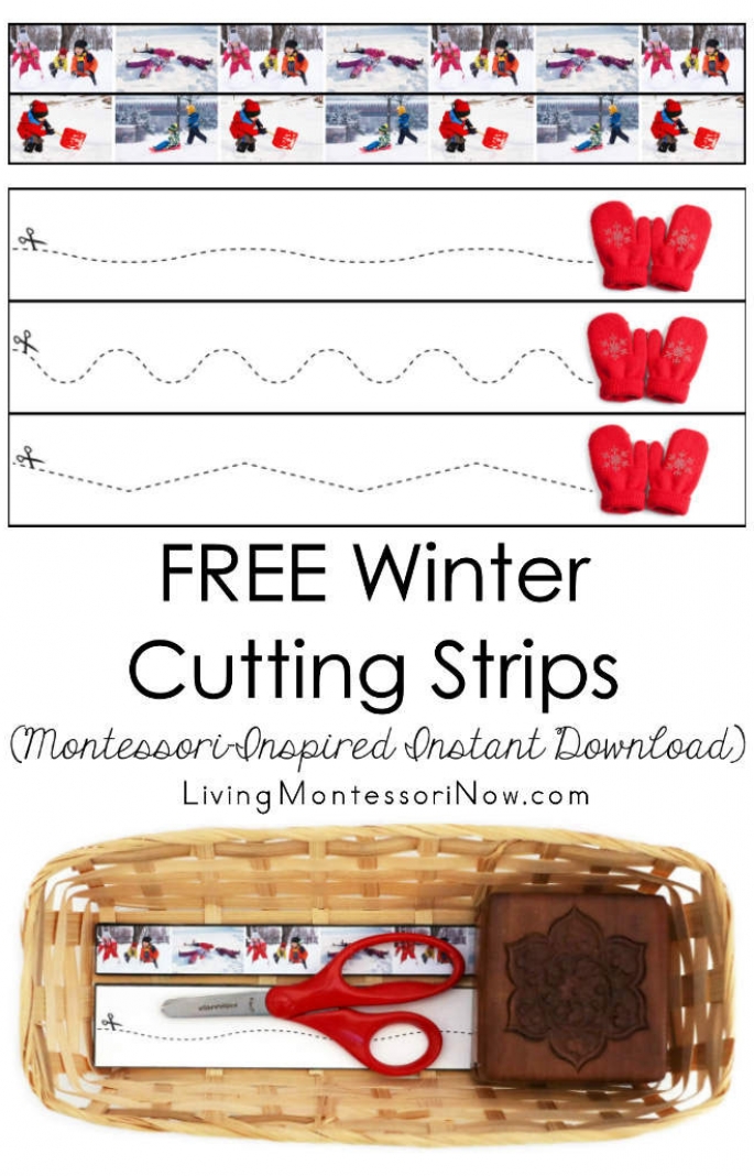 FREE Winter Cutting Strips (Montessori-Inspired Instant Download)