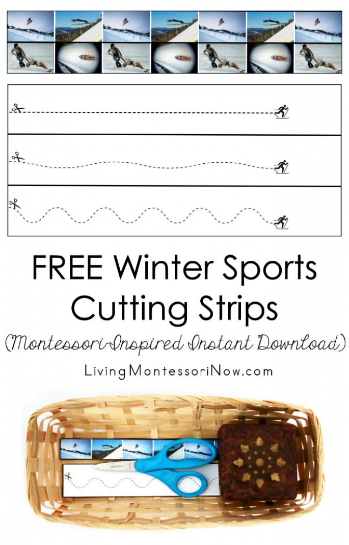 Free Winter Sports Cutting Strips (Montessori-Inspired Instant Download)