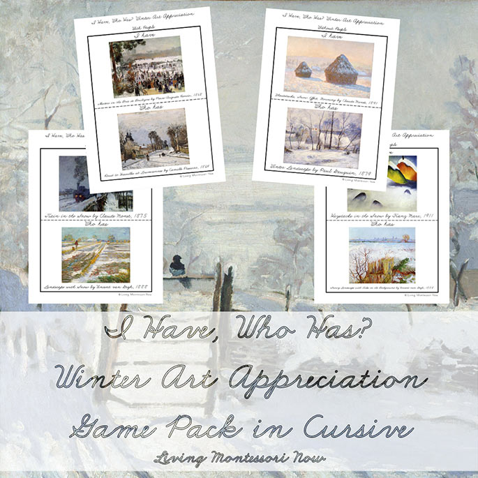 I Have, Who Has? Winter Art Appreciation Game Pack in Cursive