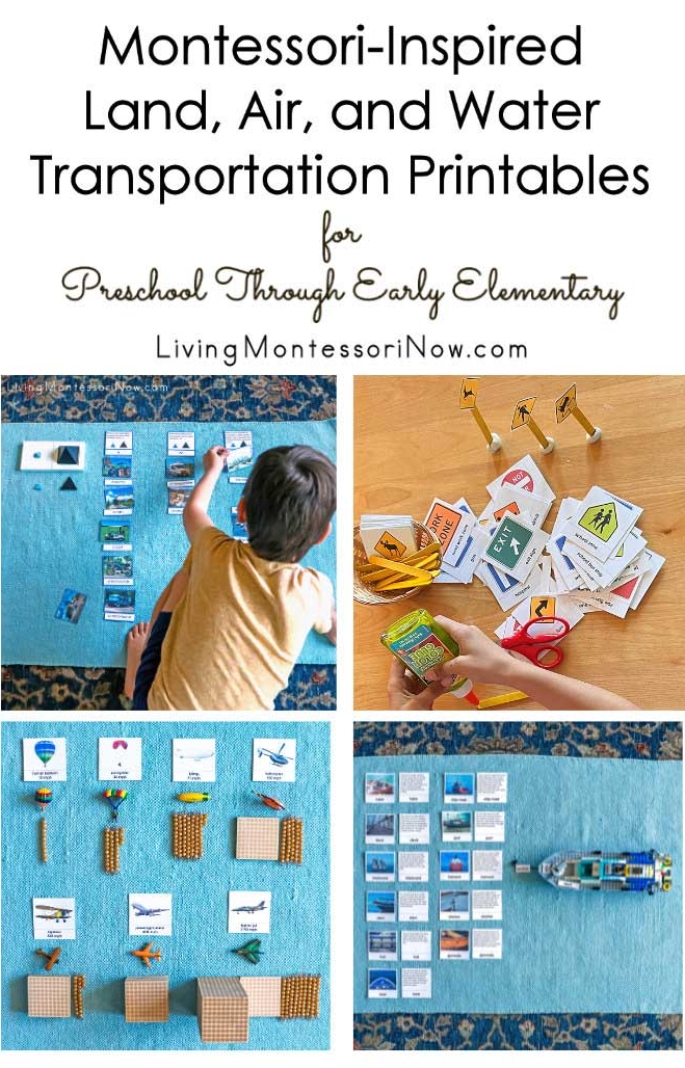Montessori-Inspired Land, Air, and Water Transportation Printables for Preschool Through Early Elementary