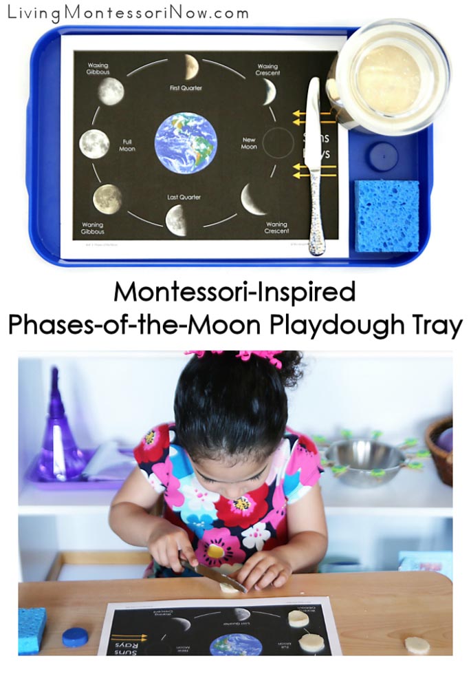 Montessori-Inspired Phases of the Moon Playdough Tray