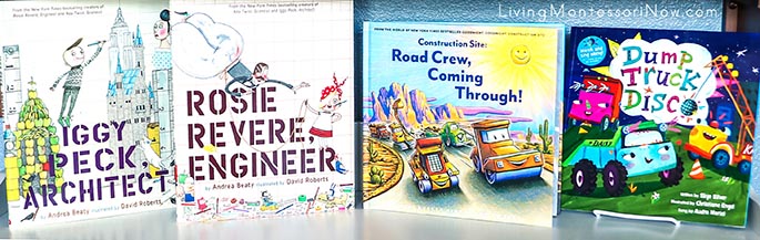 Montessori Shelf with Fun Construction Books
