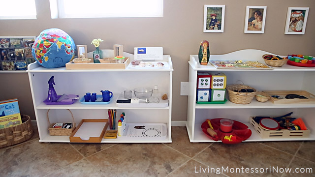 Montessori Shelves for Afterschooling a Preschooler