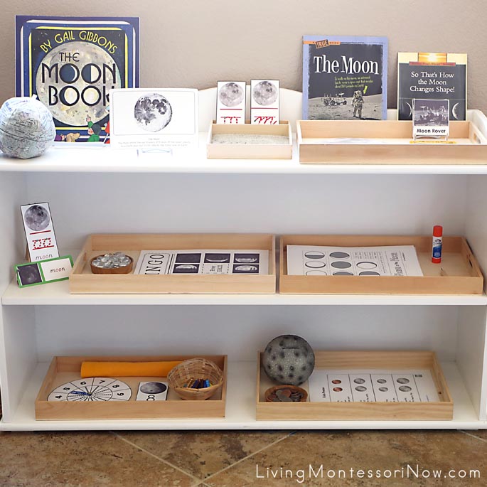 Montessori Shelves with a Moon Theme