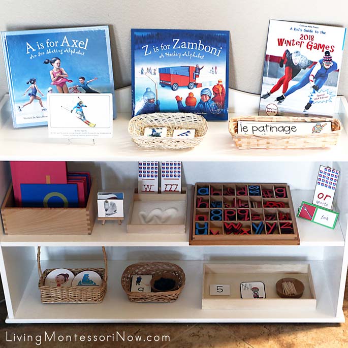 Montessori Shelves with a Winter Sports Theme