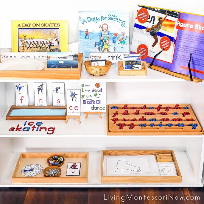 Montessori Shelves with Ice Skating Themed Activities