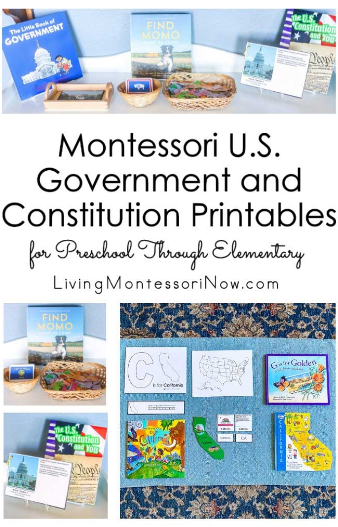 Montessori U.S. Government and Constitution Printables for Preschool Through Elementary