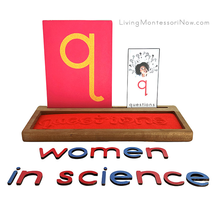Sand Writing Tray for a Women in Science Theme
