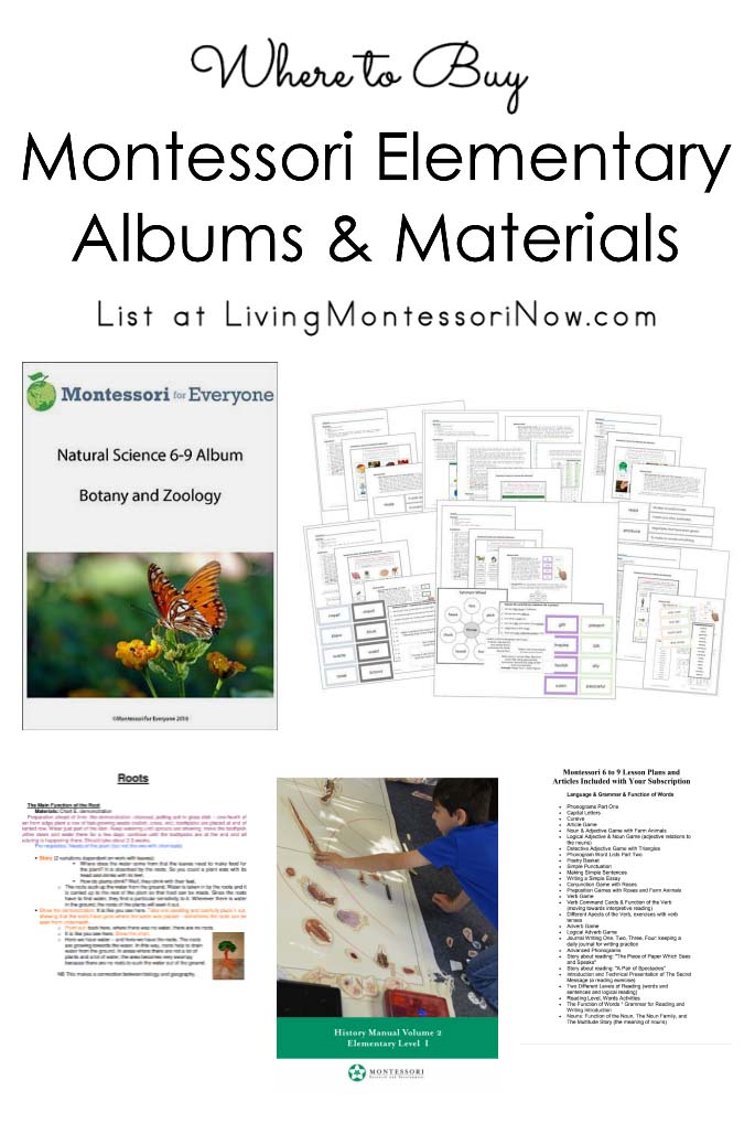 Where to Buy Montessori Elementary Albums and Materials