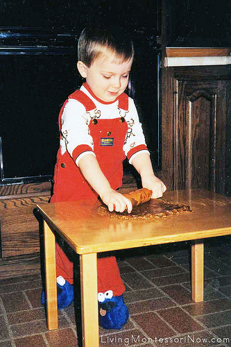 Will, 2 and one-half, working at his toddler table, 1987